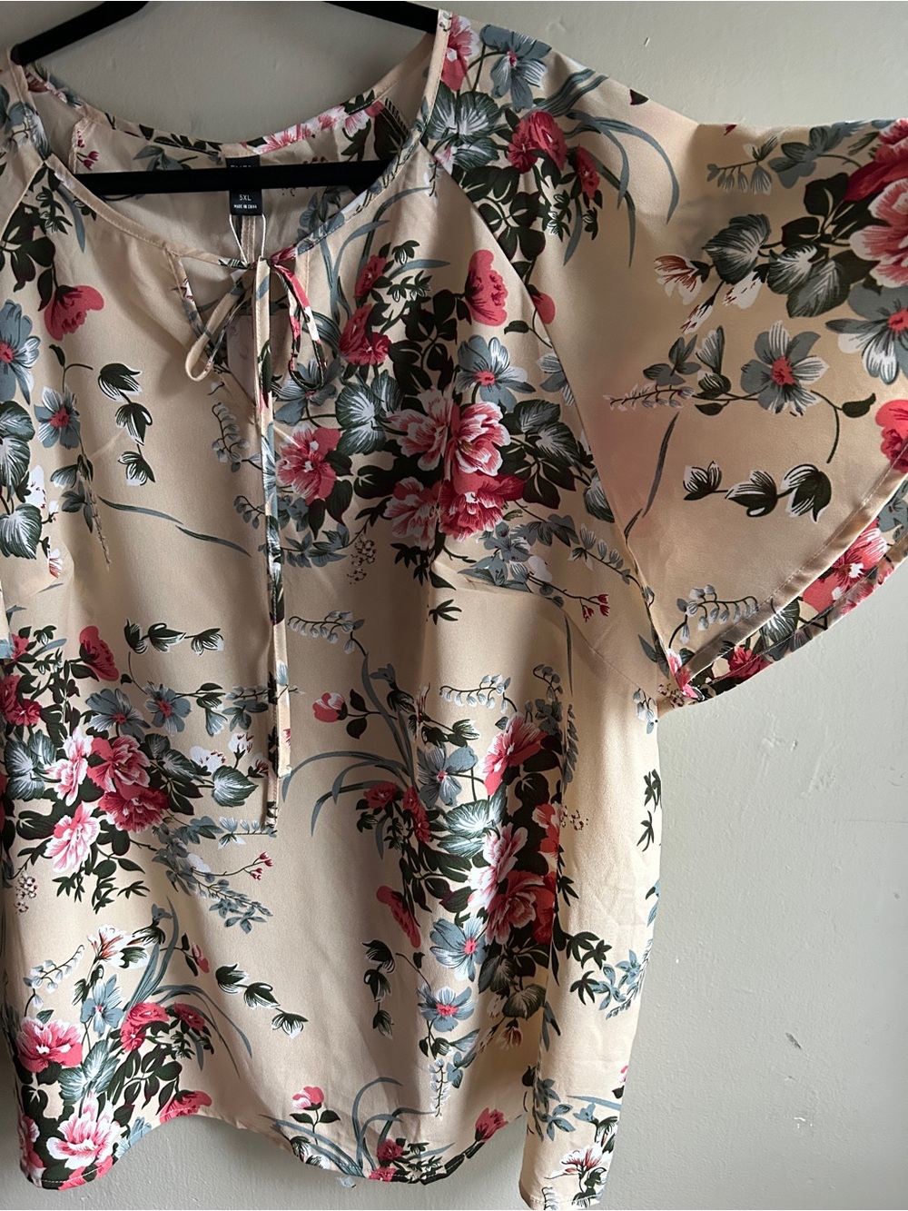 NWT Emery Rose Floral Short Sleeve Blouse 5X Multicolor Boho Peasant - Picture 4 of 9